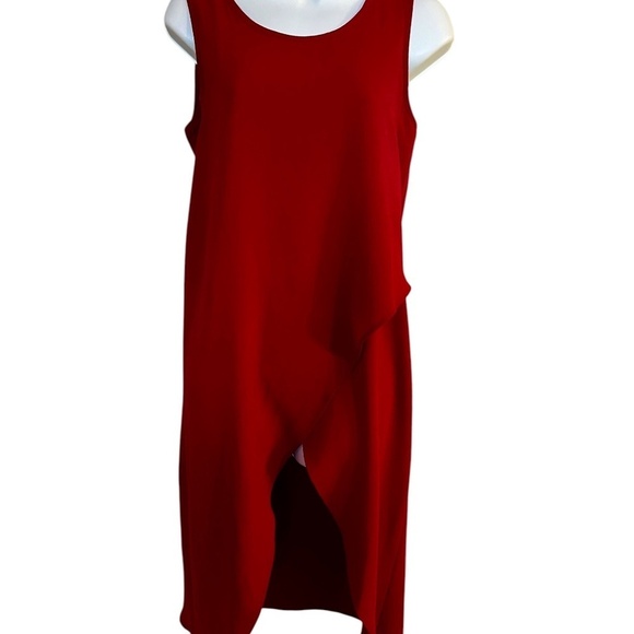 Red Sleeveless Open Flared Tunic | Criss Cross Back Detail - Picture 1 of 6
